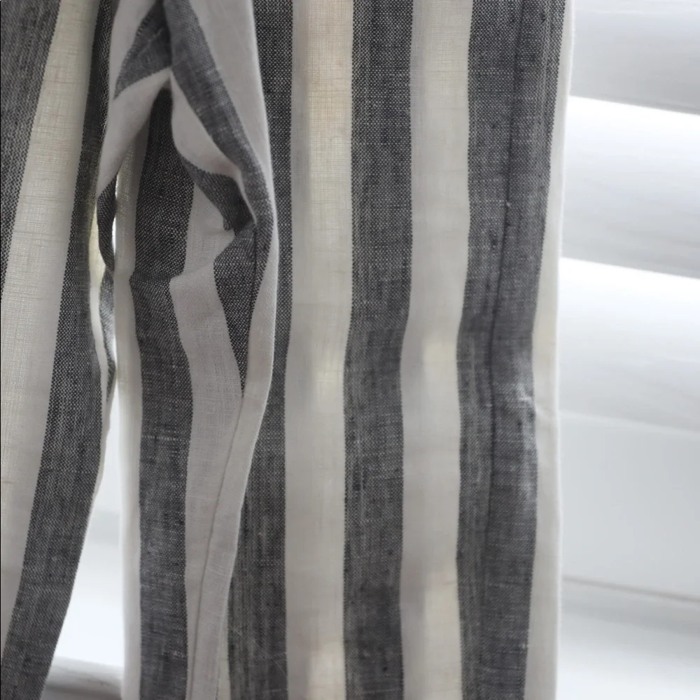 Reformation Striped Black and White Linen Jumpsuit